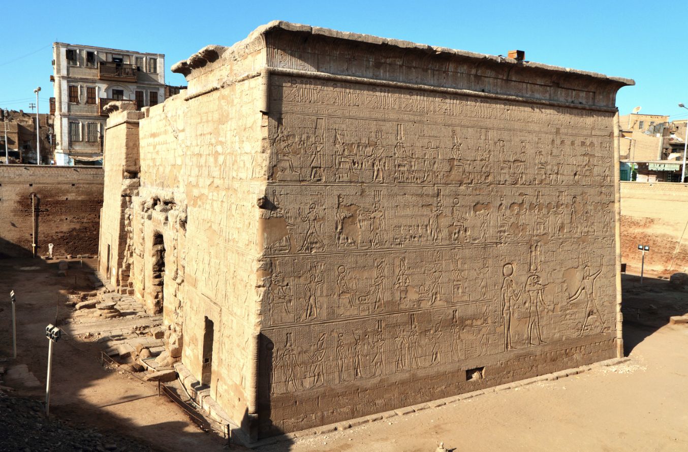 The excavated Temple of Esna beneath the town